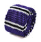 purple, black and white striped skinny knitted tie